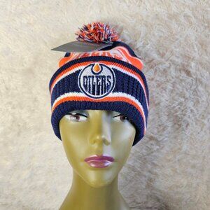 NFL Youth 8-20 Edmonton Oilers Orange/Navy Authentic Cuffed Knit Hat with Pom